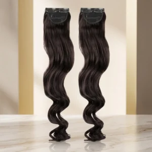 Long Wavy Hair Extension Clip-On - Dark Brown (Pack of 2)